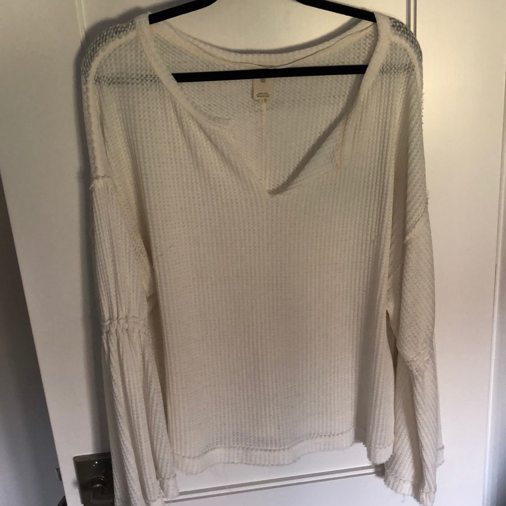 Free People waffle shirt in cream